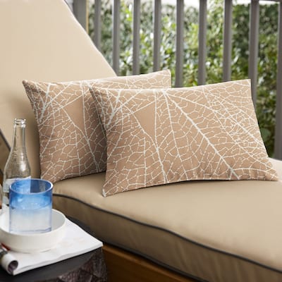 Sorra Home Outdura Laurel Sorbet Indoor/Outdoor Knife Edge Lumbar Pillows (Set of 2)
