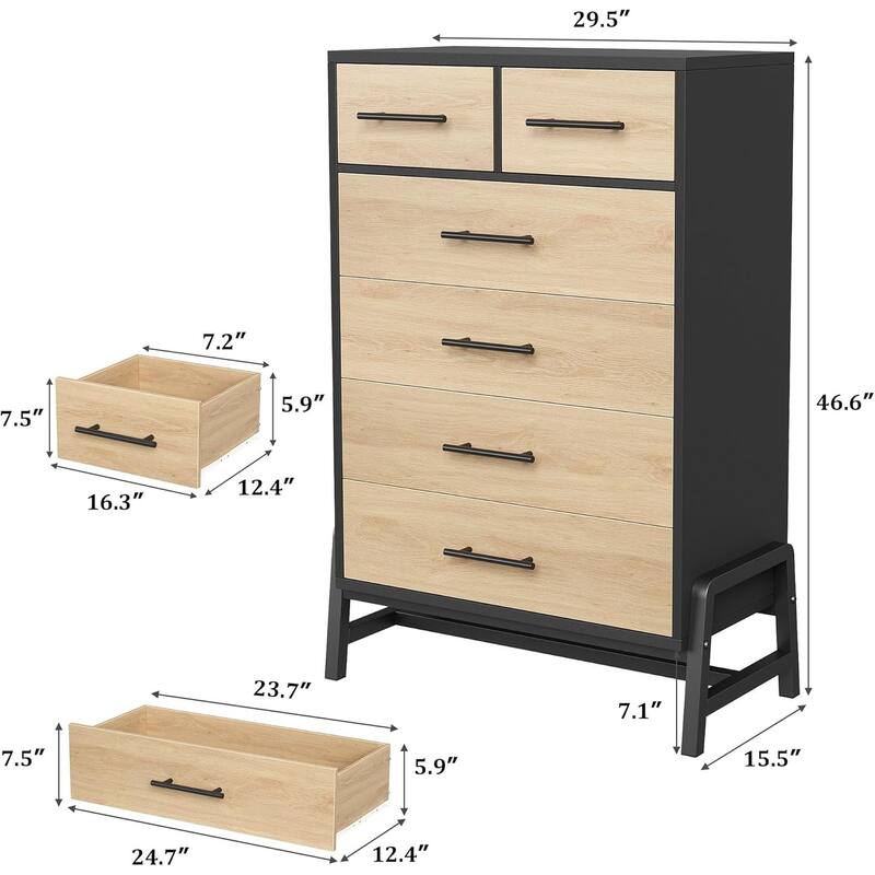 6 - Drawer Dresser for Bedroom, 46.6" Tall Dresser, Tall Drawer with Storage Freestanding