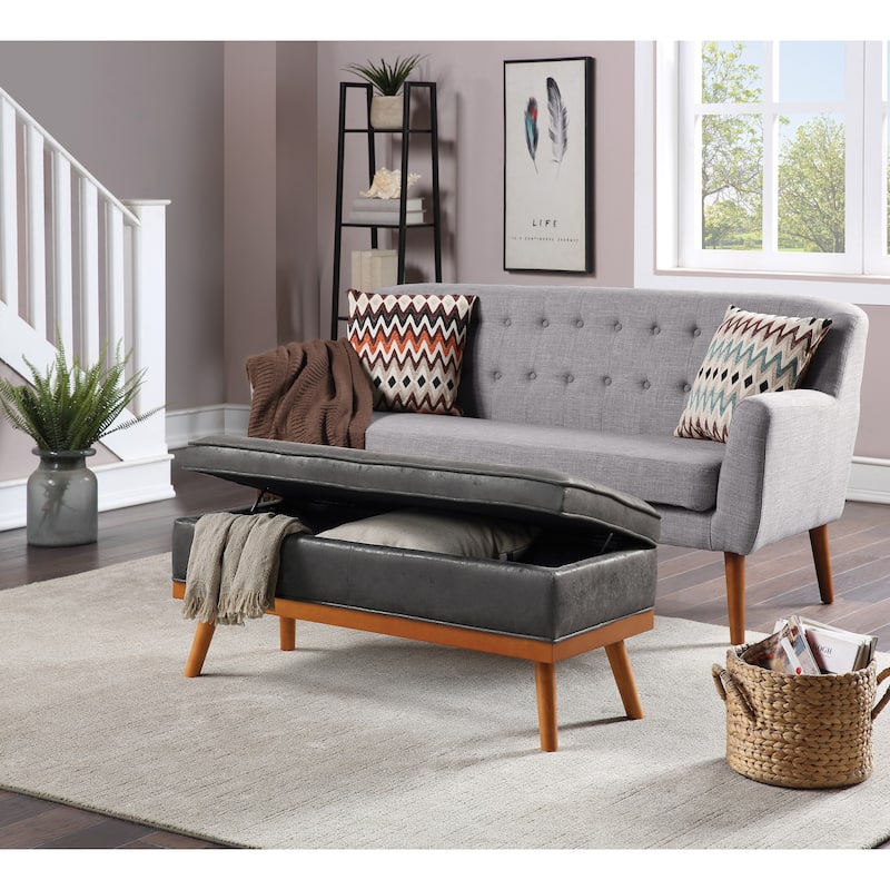 Carson Carrington Sastamala Mid-century Storage Bench - Charcoal Faux Leather