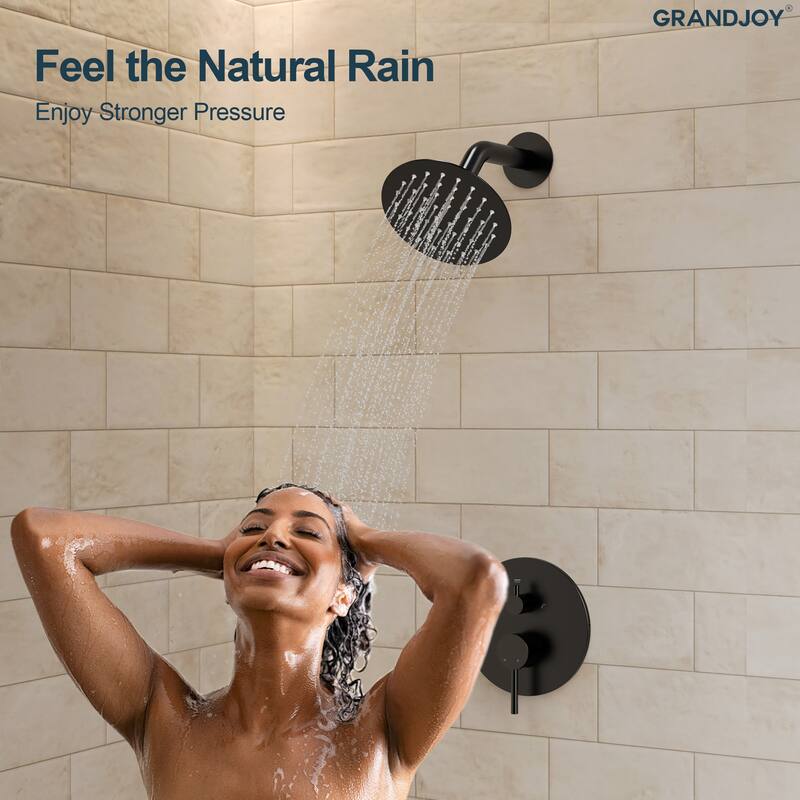 GRANDJOY Wall-Mount 2-Function Shower and Tub System with Pressure Balance Valve