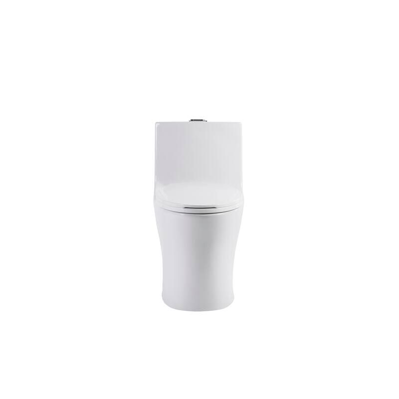 1.1/1.6 GPF Tornado Flush One-Piece Toilet Elongated, Siphonic S-trap 12",Button on Tank top,Chair Seat ADA Height 17"