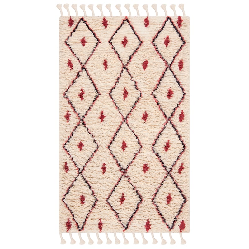 SAFAVIEH Handmade Casablanca Shag Ieteke Tribal Moroccan Wool Rug