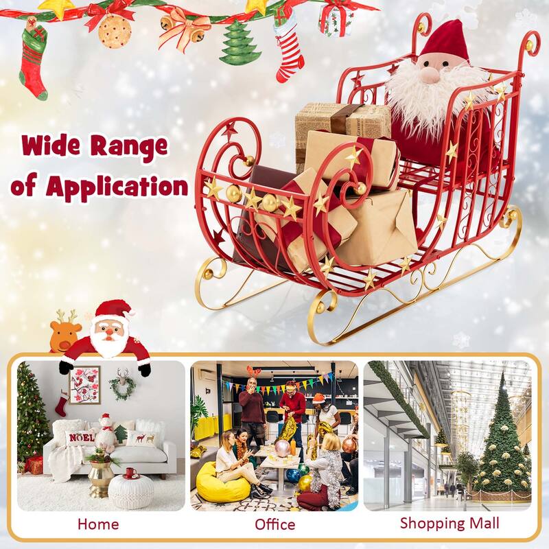 Costway Red Santa Sleigh with Large Cargo Area for Gifts Metal - See Details