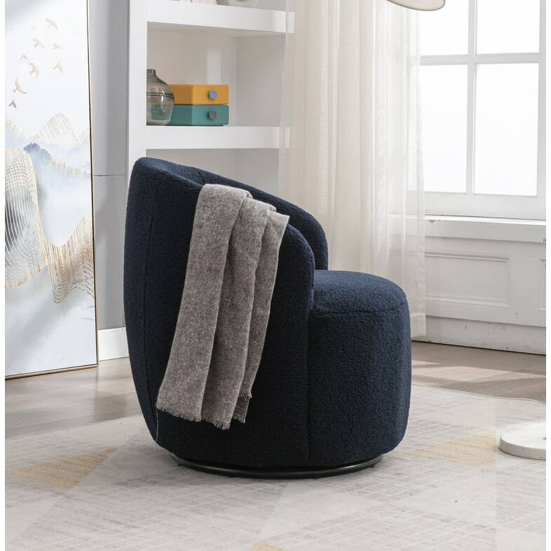 Swivel Barrel Chair,Teddy Fabric Upholstered Modern Round Accent Arm Chairs
