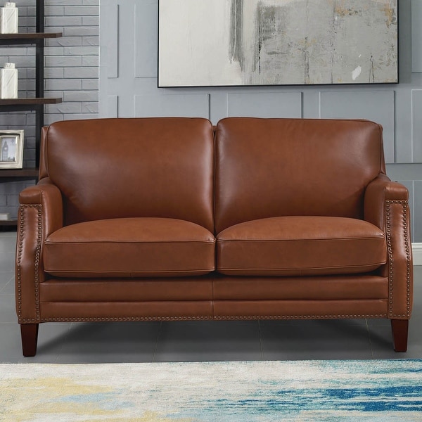 Top grain leather shop loveseat