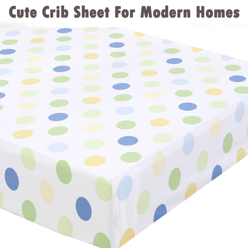 Polka Dot Animal Bear Friends ABC&123 Unisex Multi-color Cotton Toddler/Baby Crib Child Fitted Sheet Set (Pack of 3) - N/A