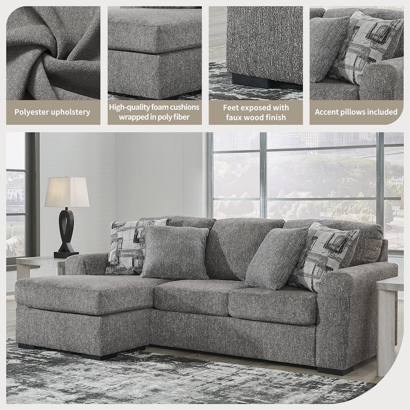 Signature Design by Ashley Gardiner Pewter Sofa Chaise - 101"W x 63"D x 40"H
