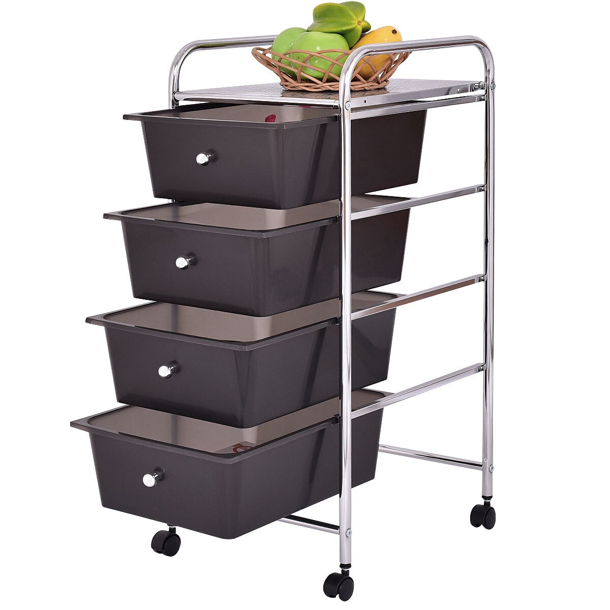 Shop Costway 4 Drawers Metal Rolling Storage Cart Scrapbook Supply