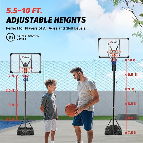 Zelus 5.5-10 ft. Adjustable Heights Portable Outdoor Basketball