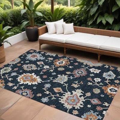 HomeRoots Floral Traditional Rectangle Outdoor Rug