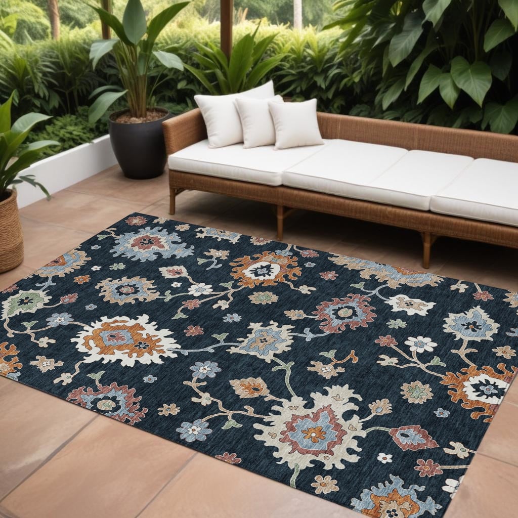 HomeRoots Floral Traditional Rectangle Outdoor Rug