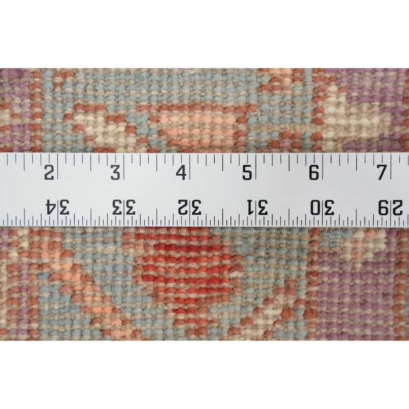Hand Knotted Oriental 100% Wool Carpet Transitional Geometric Navy Blue & Blues Oushak Area Rug - 6' 10'' X 4' 1''