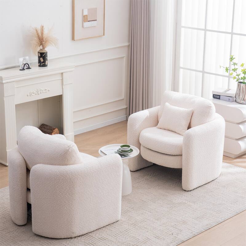 Chenille Accent Chair with Ergonomic Support