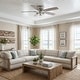 preview thumbnail 3 of 12, 52" Tranistional Glass 3-Light Low Profile Flush Mount Ceiling Fan Chandelier with Remote
