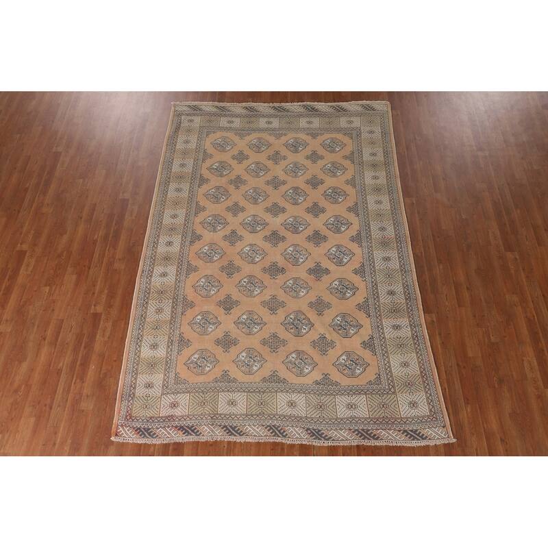 Geometric Bokhara Oriental Rug Handmade Wool Carpet - 6'6"x 9'7"
