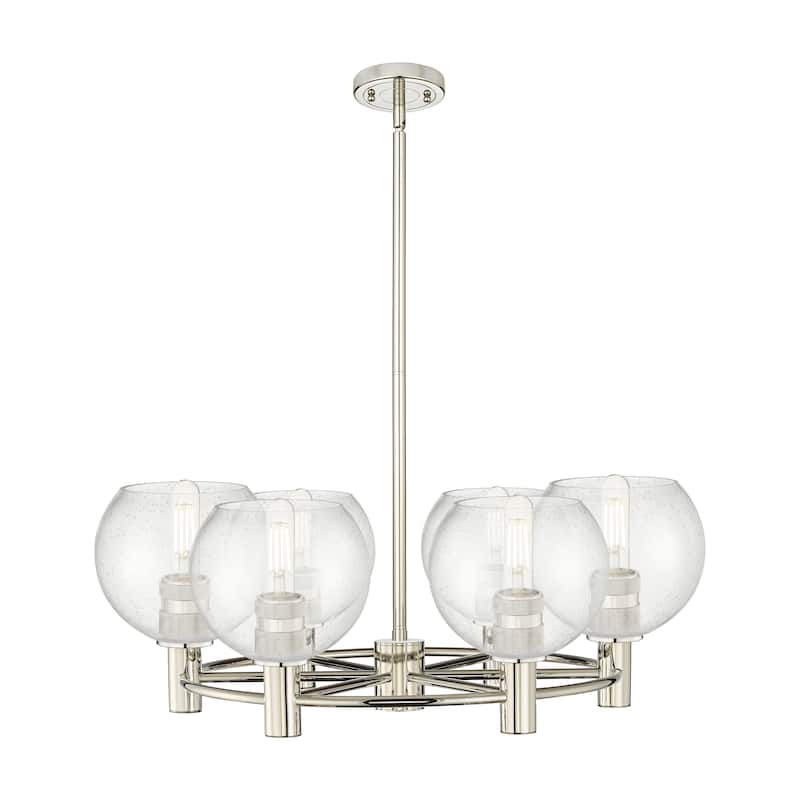 Innovations Lighting Downtown Urban - Crown Point - 6 Light 26" Athens Stem Hung Chandelier - Polished Nickel/Seedy