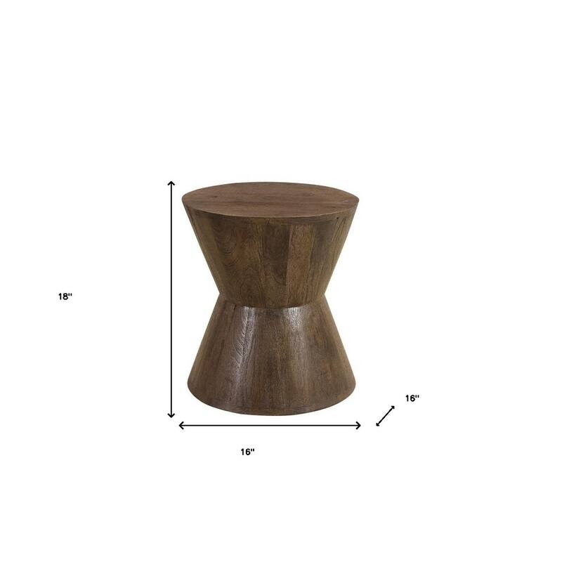 HomeRoots 18" Dark Brown Solid Wood Round End Table - 16' X '18' X '16