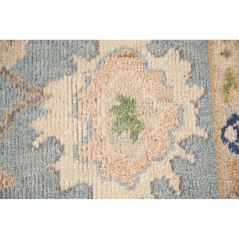 Blue Oushak Turkish Area Rug Hand-knotted Wool Carpet - 6'5"x 9'1"