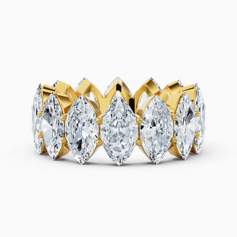 Auriya 14k Gold Marquise North-South Lab Grown Diamond Eternity Band 2.70 - 10.50 ct. tw. (F-G, VS) - 10.50 ct. wt. - 7 - Yellow