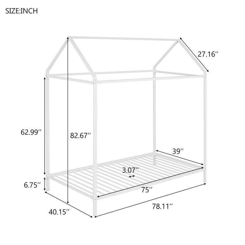 Twin Size Metal House Frame Platform Bed