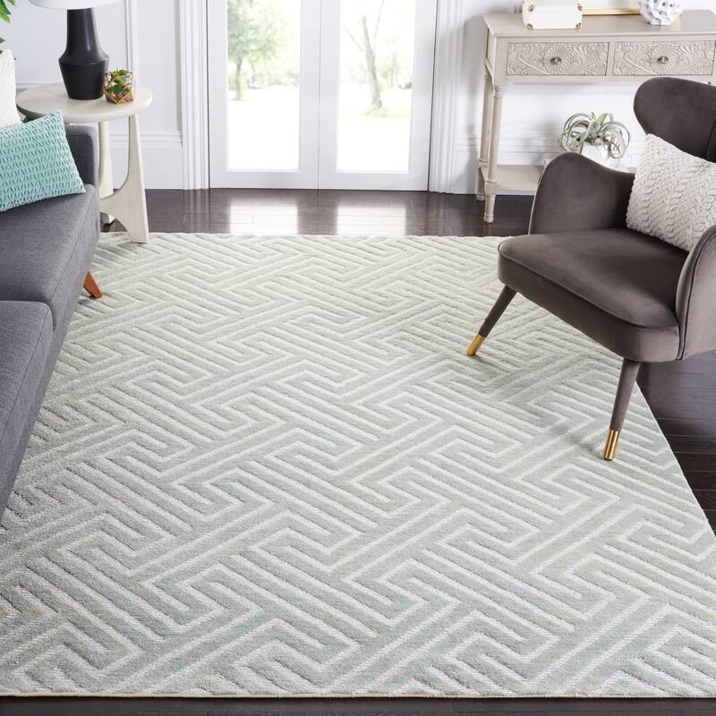 SAFAVIEH Hand-knotted Santa Fe Valeriya Modern Wool Rug - 8' x 10' - Light Grey/Silver