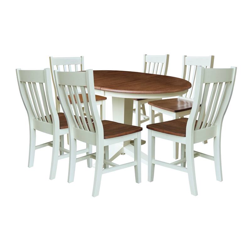 36" Round Extension Dining Table with 12" Leaf and Dining Chairs