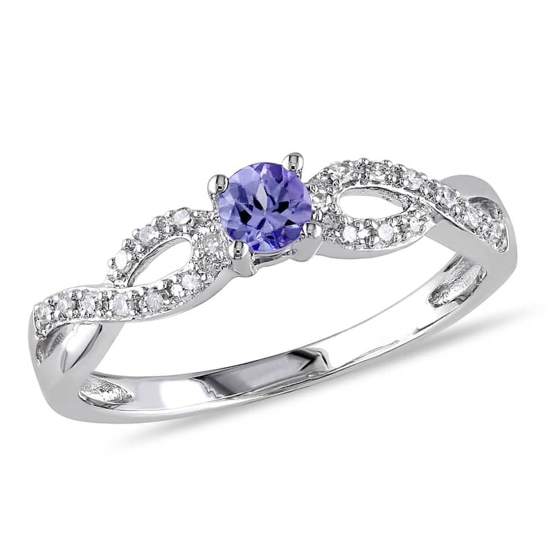 Miadora Sterling Silver Tanzanite and 1/10ct TDW Diamond Ring (H-I, I2-I3)