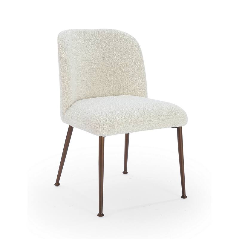 Zame 20 Inch Dining Chair, Soft White Boucle Fabric, Modern Curved Back - Single