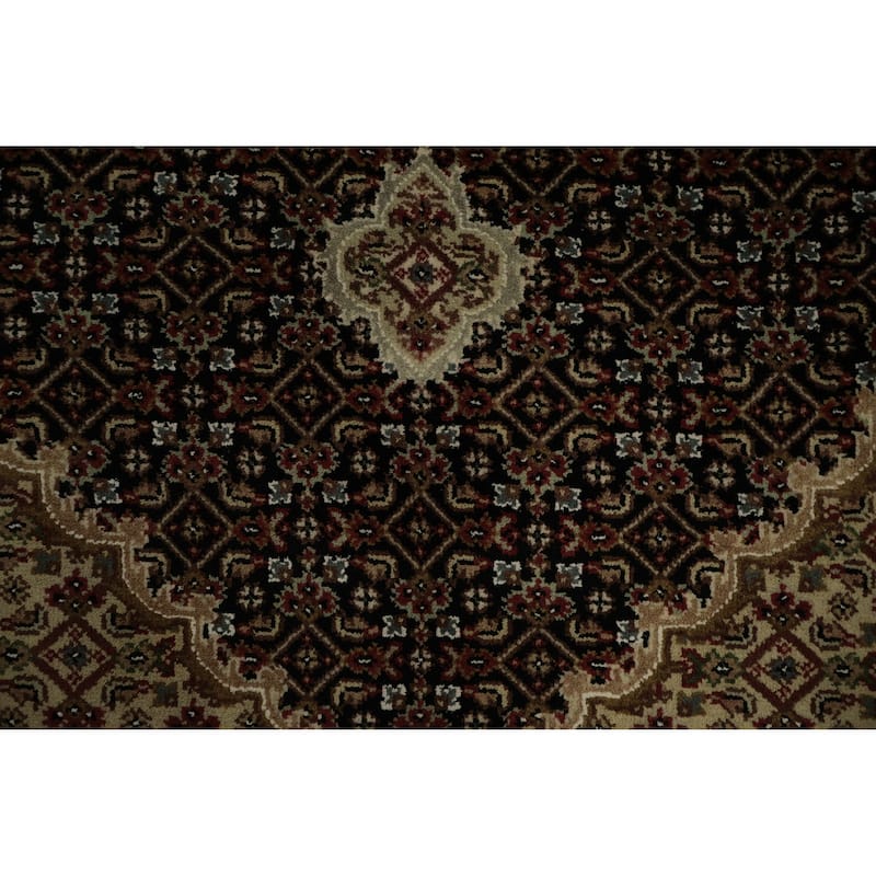 Hand Knotted Oriental 100% Wool Carpet Traditional Floral Black Tabriz-Mahi Area Rug - 5' 11'' X 4' 1''