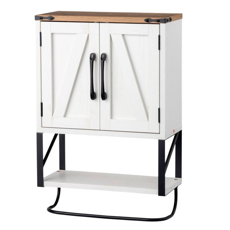 Barn Door Bathroom Cabinet Wall Mounted With Towel Bar