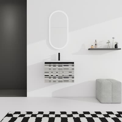 24" Floating Wall-Mounted Bathroom Vanity with Soft-Close Doors, Ceramic Sink, Eco-Friendly Plywood Base