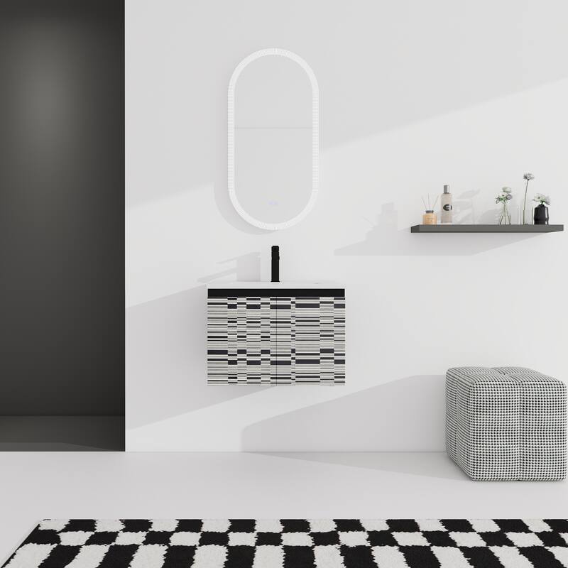 24'' Floating Wall-Mounted Bathroom Vanity With Ceramics Sink & Soft-Close Cabinet Door - Black