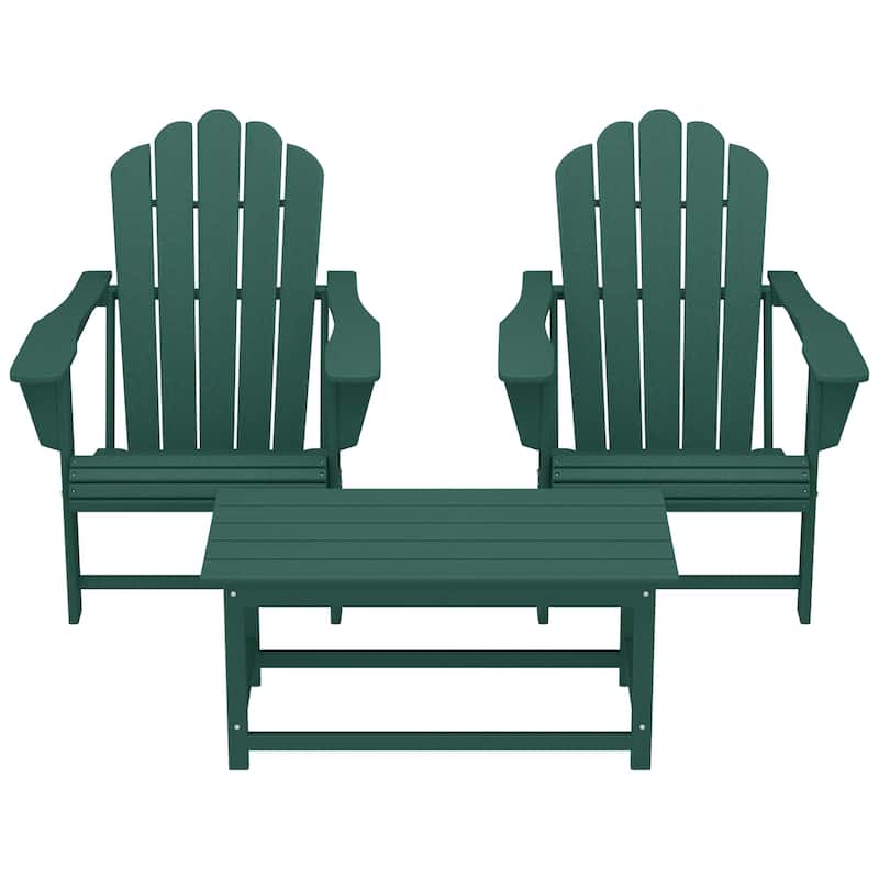 Aderson Outdoor Poly Adirondack Chair Set with Coffee Table - Dark Green