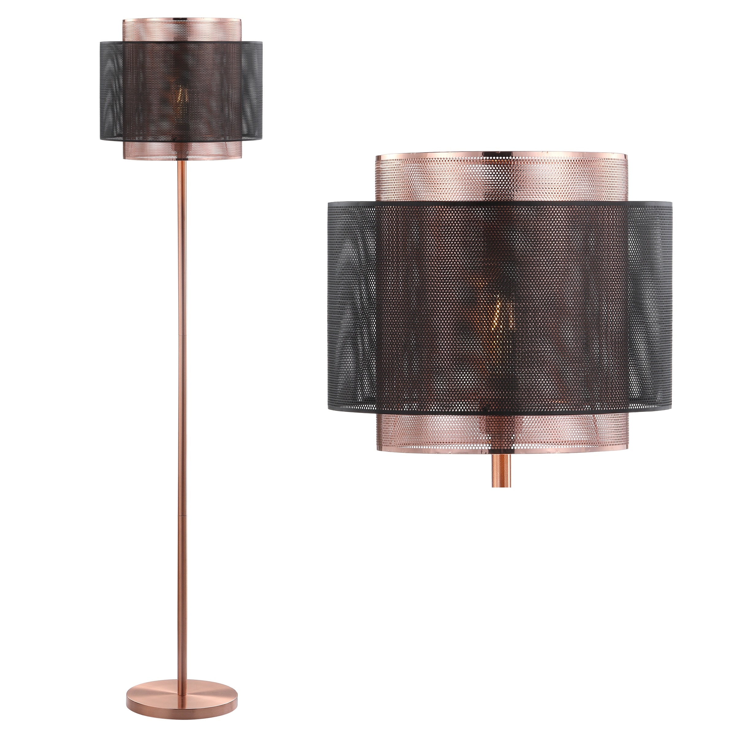 JONATHAN Y Regina 60.5" Metal LED Floor Lamp, Copper/Black - 60.5" H x 13.75" W x 13.75" D
