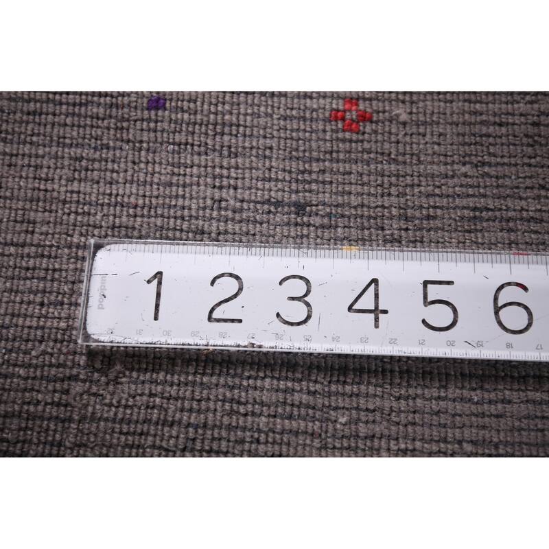 Earth Tone Gabbeh Indo Square Area Rug Hand-Knotted Wool Carpet - 8'2" X 7'10"