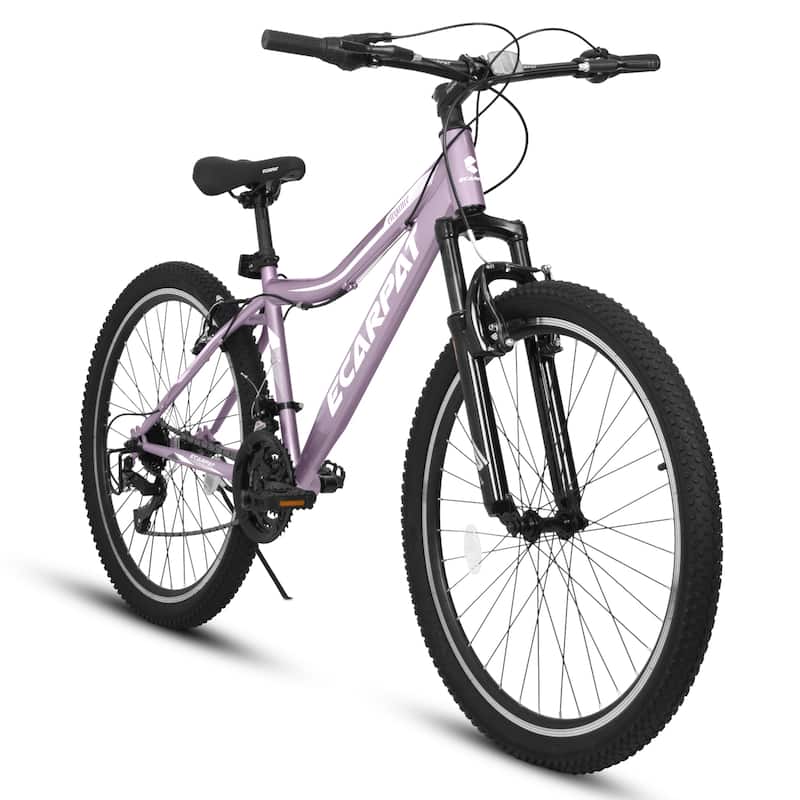 Mountain Bike High-Density Carbon Steel Frame, 21 Speed Road Bicycle with Front Suspension, Dual V-Brakes, 80% Pre-Assembled