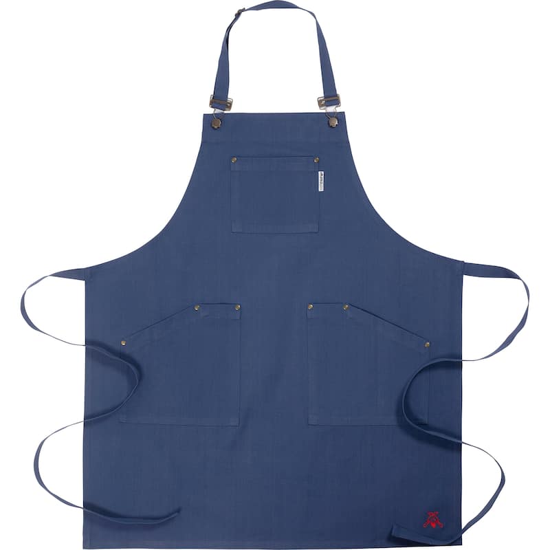 CatCora Kitchen Apron, Navy, Heavyweight Cotton Canvas, Spill-Shedding Finish, Full Coverage, Fade-Safe, Unisex