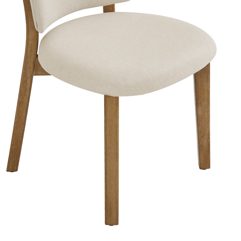 Fabric Upholstered Dining Chairs Set of 2/4 with Wooden Legs, Modern Kitchen Dining Chairs with Back, Walnut Flaxen