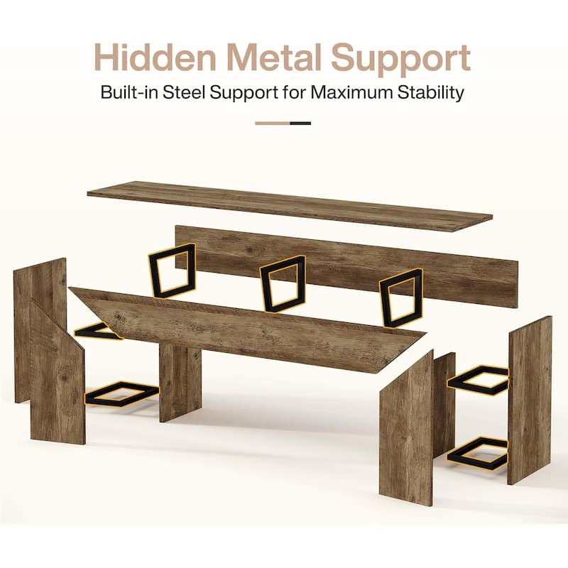 63-Inch TV Stand for 55/60/65/75" TVs, Rustic Brown Wood TV Console/Entertainment Center - 63" W x 13.8" D x 23.6" H