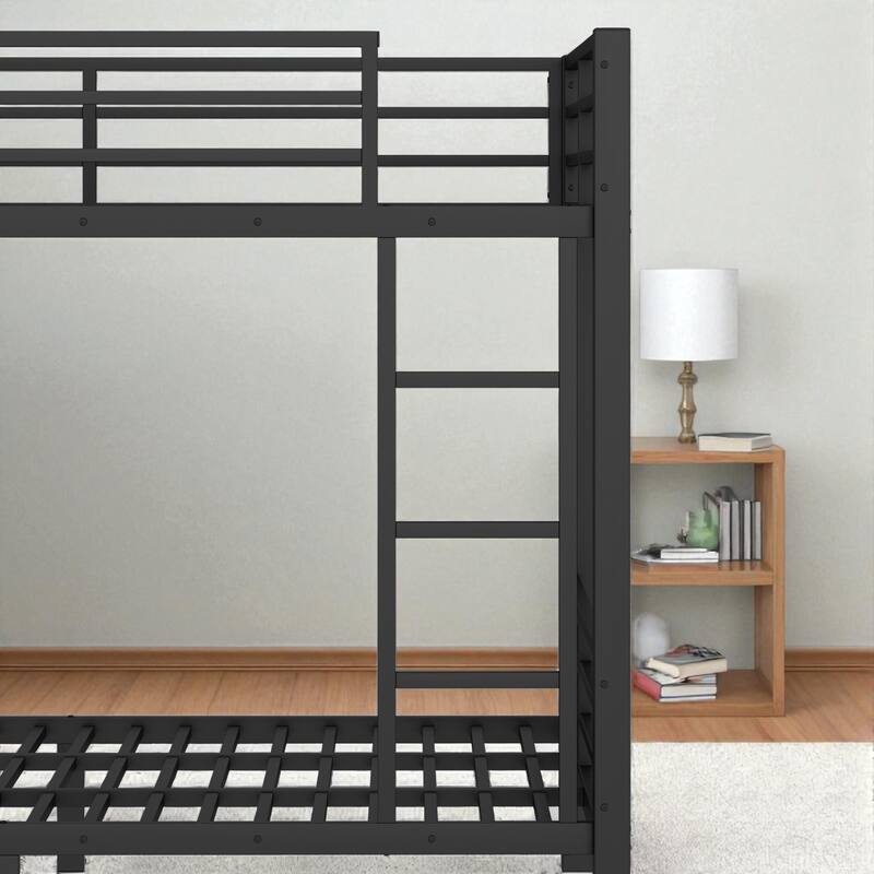 Full over Full / Queen over Queen Metal Bunk Bed with Shelves, Drawers and Pegboard Storage