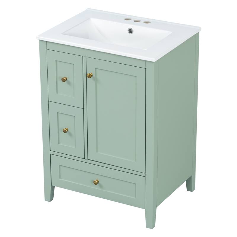 GDFStudio - Nathaniel Cooper 24-Inch Freestanding Bathroom Vanity with Modular Storage