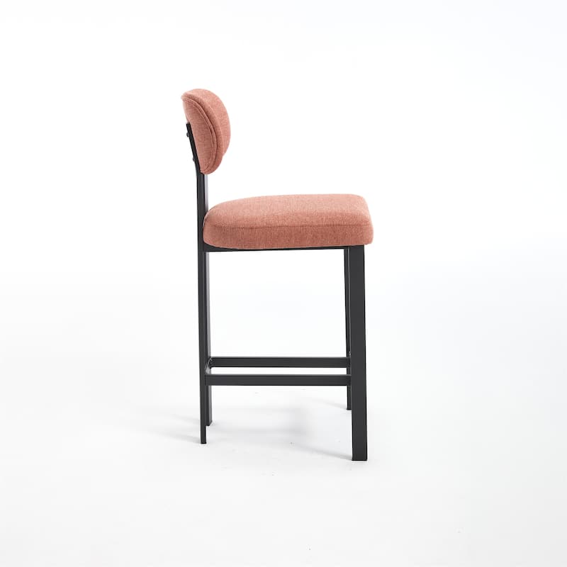 Modern Upholstered Fabric Barstools with Metal Legs (Set of 2)