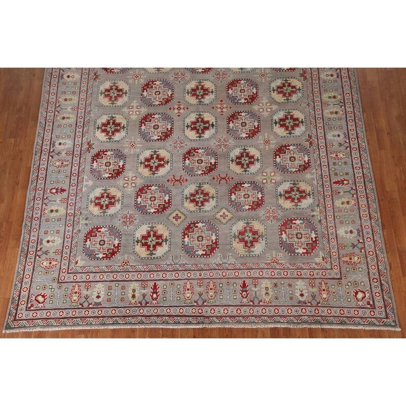 All-Over Gray Kazak Oriental Area Rug Handmade Wool Carpet - 8'5"x 11'0"