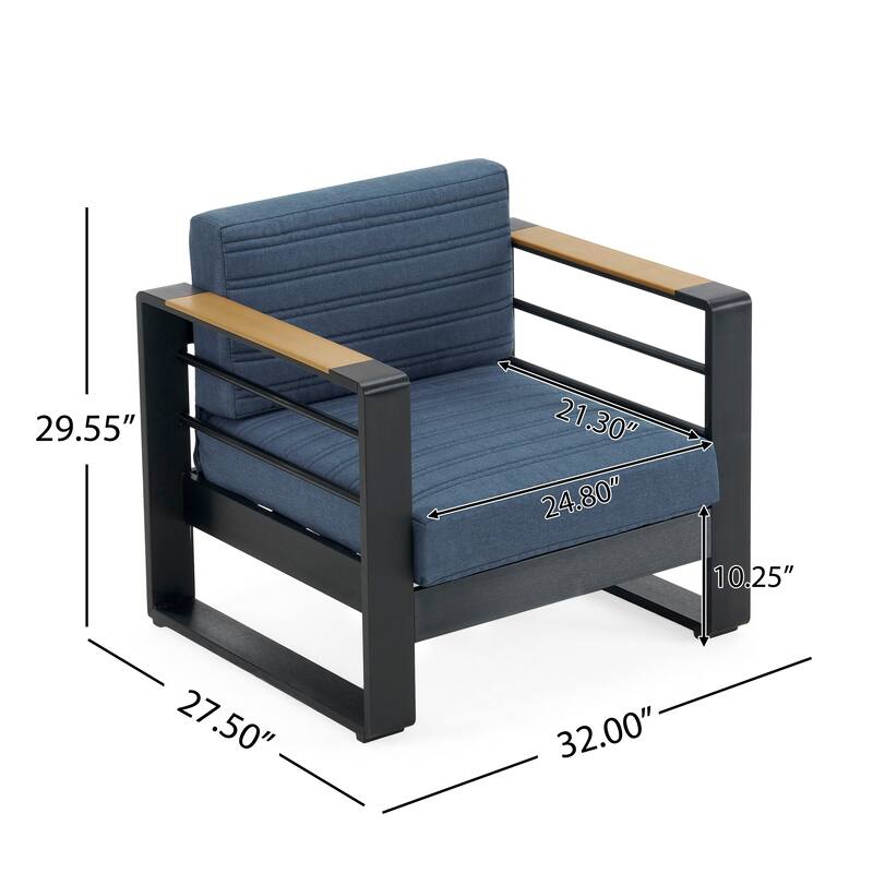 Blue Club Chairs Reception Chair Side Chair with Cushions, Upholstered Arm Chair Reading Chair Accent Chair