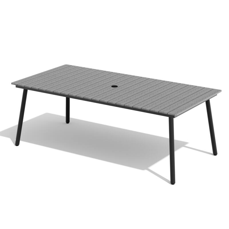 Pellebant Outdoor Rectangle Aluminum Dining Table with Umbrella Hole