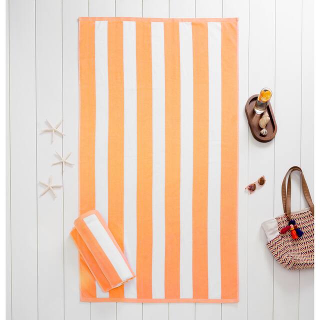 Porch & Den Rosina Oversized Striped Cabana Beach Towels (Set of 2) - 40x72