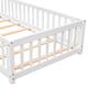 Twin/Full/Queen size Floor Platform Bed with Fence and Door for Kids, Toddlers
