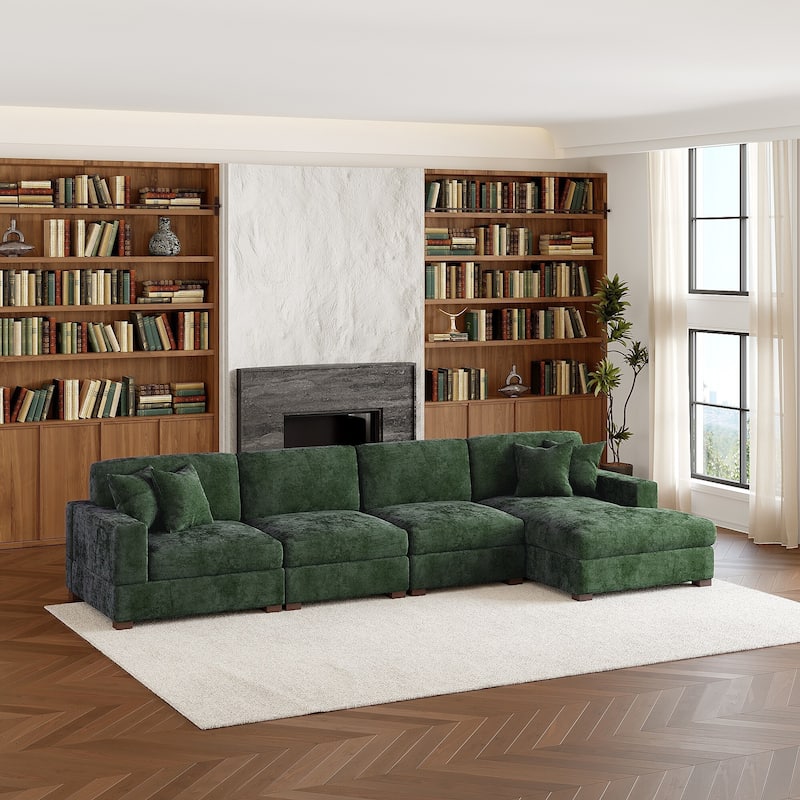 Modern Oversized Chenille Modular Sectional Sofa With Chaise