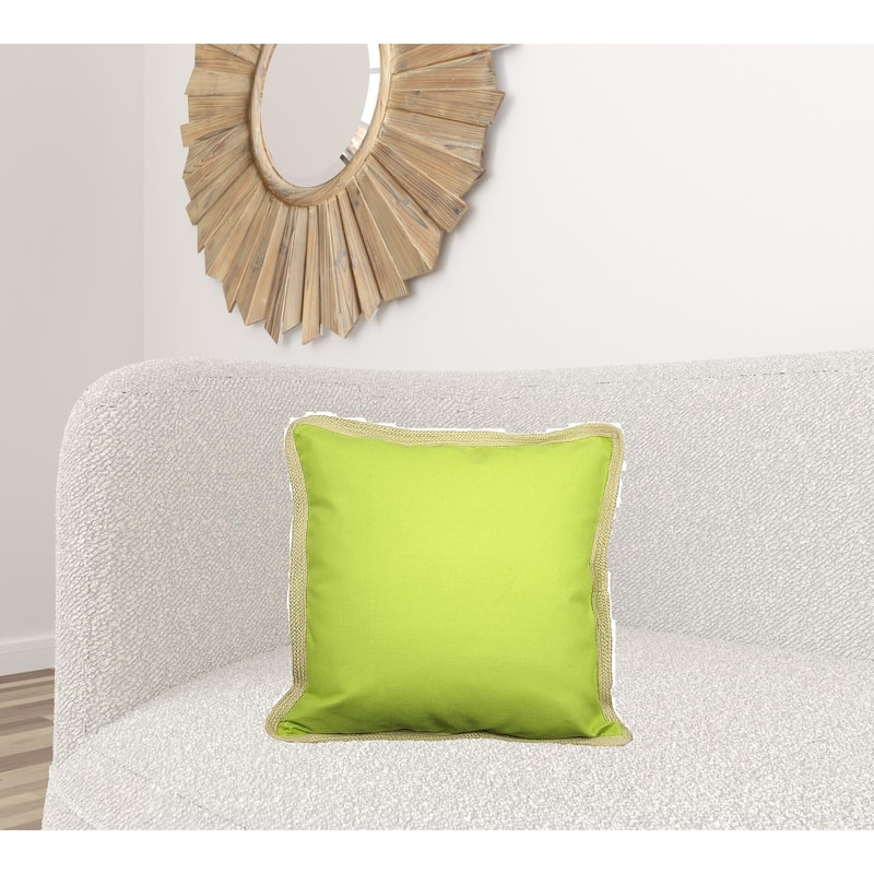 20"x20" Beige and Green Linen Blend Zippered Pillow