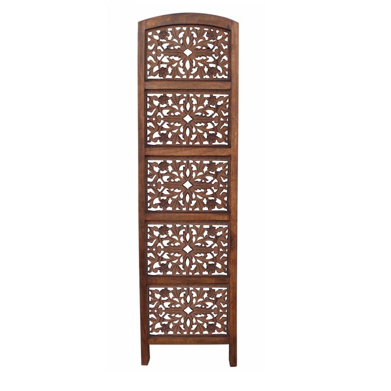 The Urban Port Foldable 4 Panel Mango Wood Room Divider Brown